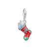 Silver Christmas sock charm pendant