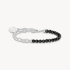 Thomas Sabo Charm bracelet with black obsidian beads and disc silver