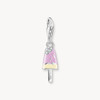 Charm pendant colorful popsicle with white stones silver