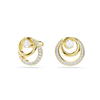 Hyperbola stud earrings, Round cut, White, Gold-tone plated