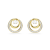 Hyperbola stud earrings, Round cut, White, Gold-tone plated