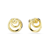 Hyperbola stud earrings, Round cut, White, Gold-tone plated