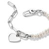 Charm bracelet paperclip and pearls with Connect link silver