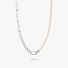 Charm necklace paperclip and pearls with Connect link silver