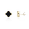 9ct Yellow Gold Onyx Flower Earrings
