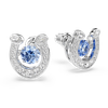 Symbolica stud earrings, Round cut, Pavé, Horse shoe, Blue, Rhodium plated