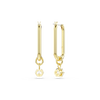 Constella drop earrings, Round cut, White, Gold-tone plated
