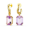 Millenia drop earrings, Octagon cut, Purple, Gold-tone plated