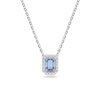 Una necklace, Octagon cut, Blue, Rhodium plated