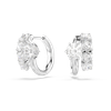 Matrix hoop earrings, Round cut, White, Rhodium plated