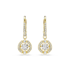 Una Angelic drop earrings, Round cut, White, 18K gold finish