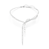 Mesmera Y necklace, Mixed cuts, White, Rhodium plated