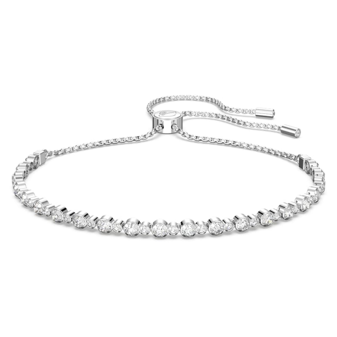 Matrix bracelet, Heart, White, Rhodium plated