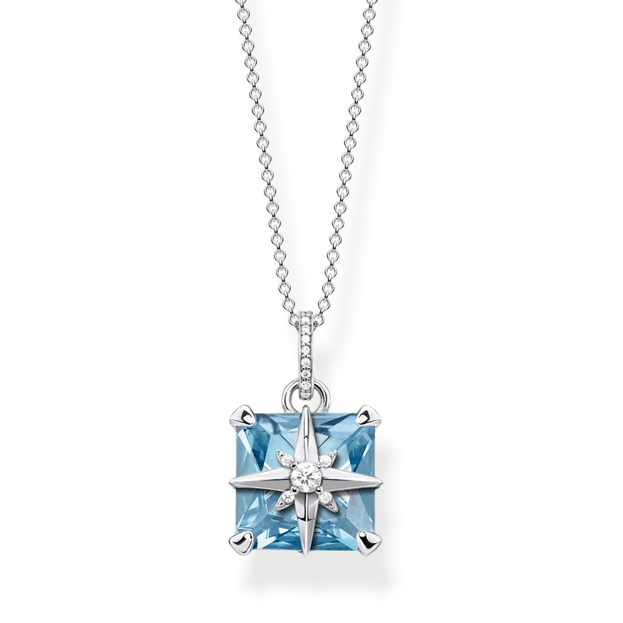 Diamond necklace with blue on sale stone