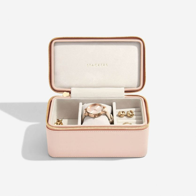 Stackers Blush Faux Leather Deep Watch Travel Jewellery Box