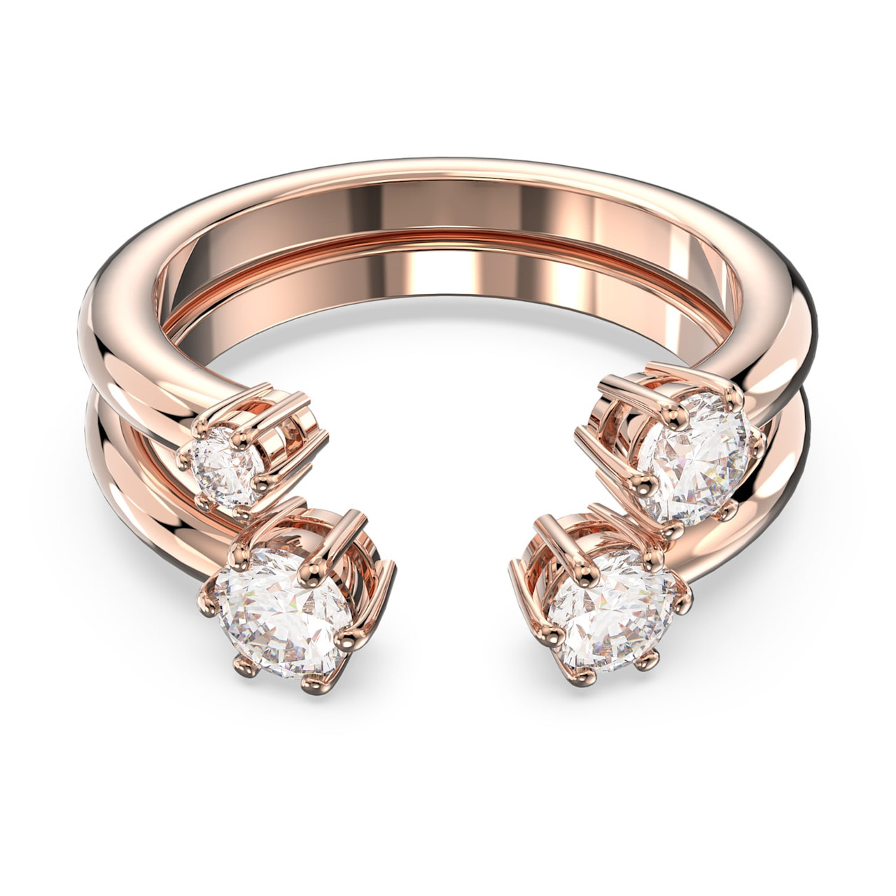 Angelic ring, Round cut, Pavé, White, Rose gold-tone plated | Swarovski