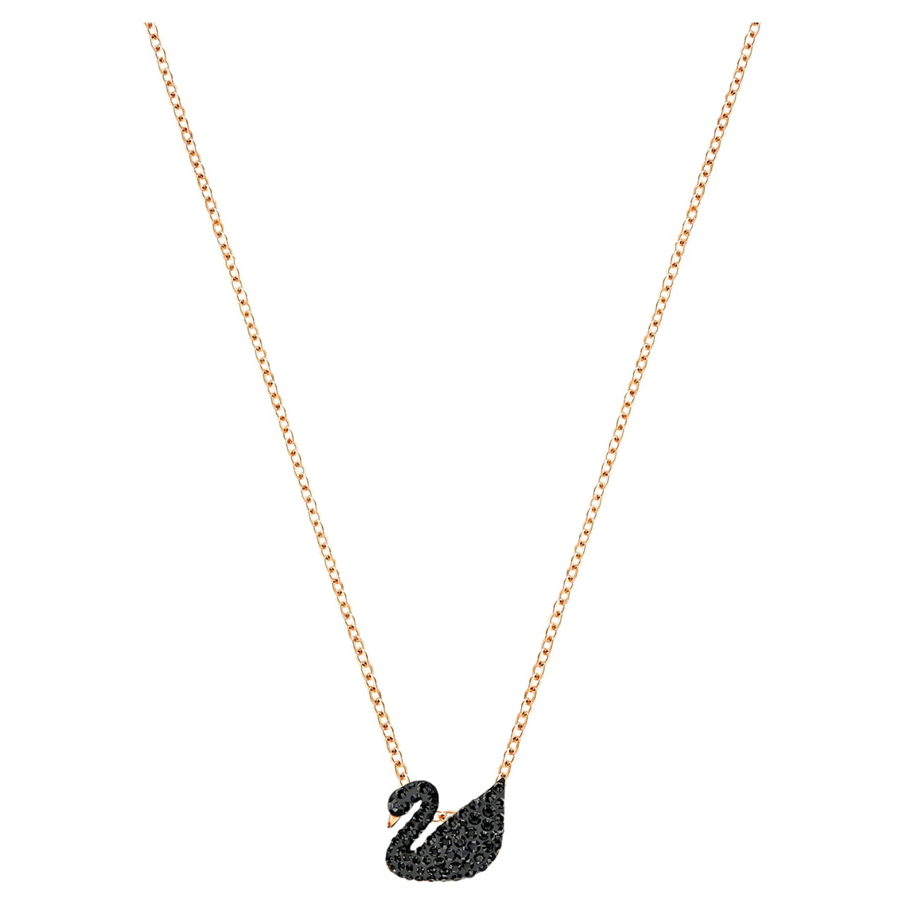 Swarovski Iconic Swan pendant Swan, Small, Black, Rose gold-tone