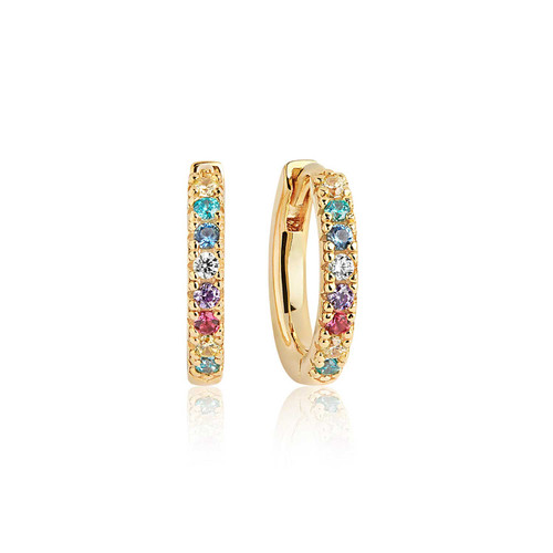 SIF Jakobs Earrings Ellera Medio - 18K Gold Plated With Multicoloured Zirconia