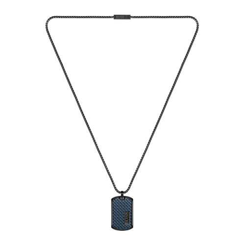 Gents BOSS Lander Black IP Dog Tag Necklace