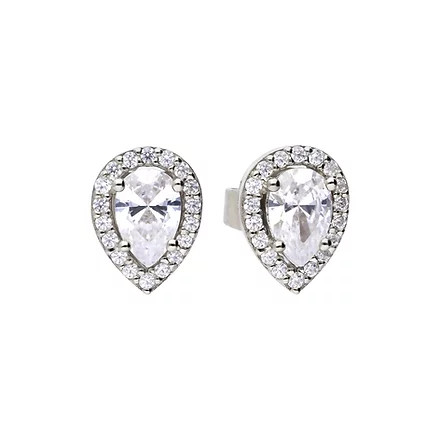 Diamonfire Teardrop Halo Stud Earring