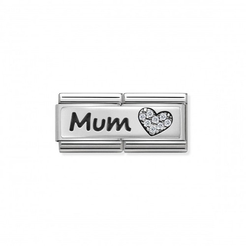 Composable Classic Double Link Mum & Heart With Stones