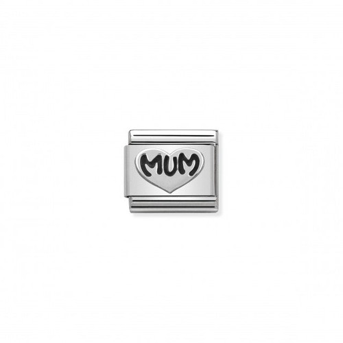 Composable Classic Link Silver Mum Writing With Heart