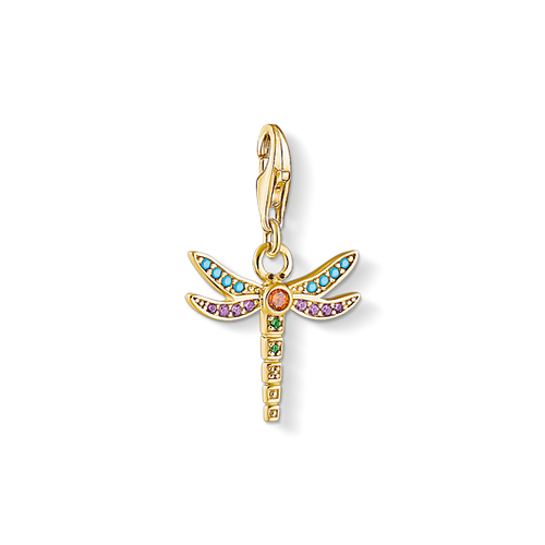 Thomas Sabo Charm Pendant  Multi-Coloured Gold Dragonfly
