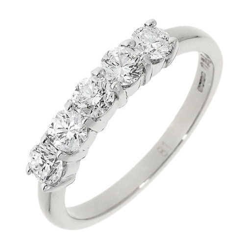 Platinum Diamond 0.76ct 5 Stone Share Claw Eternity Ring