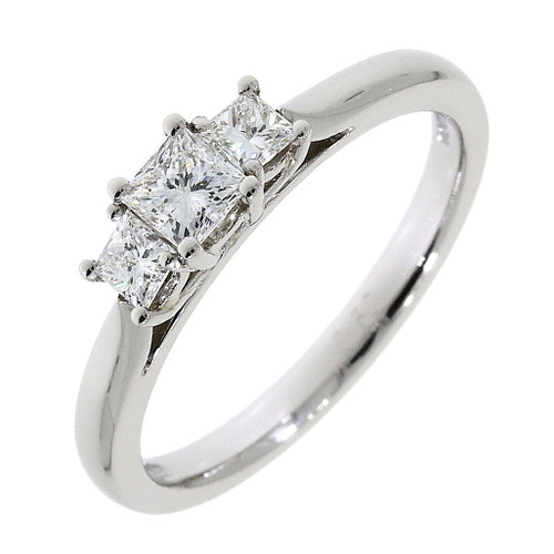 Platinum Diamond 0.51ct all Princess Cut Trinity Ring