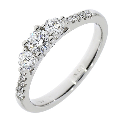 Platinum Diamond Three Stone Brilliant Cut Ring