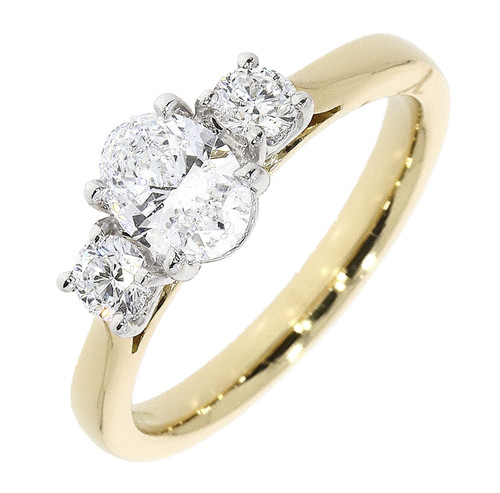 18ct Yellow Gold Diamond 0.45ct Oval and Brilliant Cut Trinity Ring