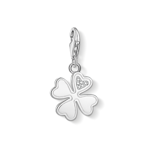 Thomas Sabo Charm pendant cloverleaf silver white stones