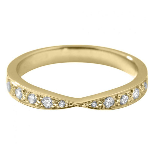 9 ct yellow gold twisted diamond band