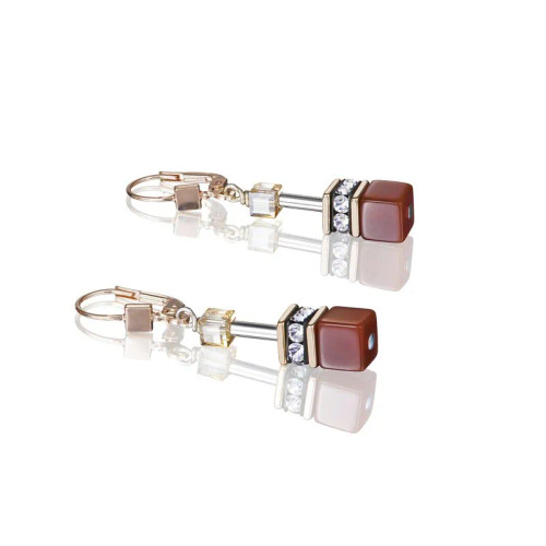 COEUR DE LION brown stones rose gold tone earrings