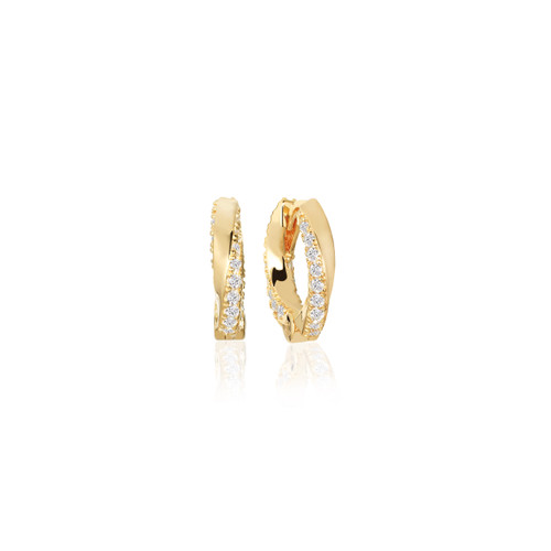 SIF Jakobs EARRINGS FERRARA PICCOLO WITH WHITE ZIRCONIA - 18K GOLD PLATED