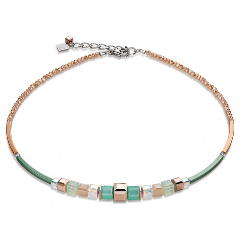 COEUR DE LION Green Rose Gold Tone Necklace