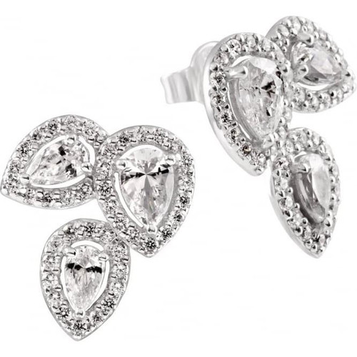 Diamonfire Silver Triple Pear Cluster Stud Earrings