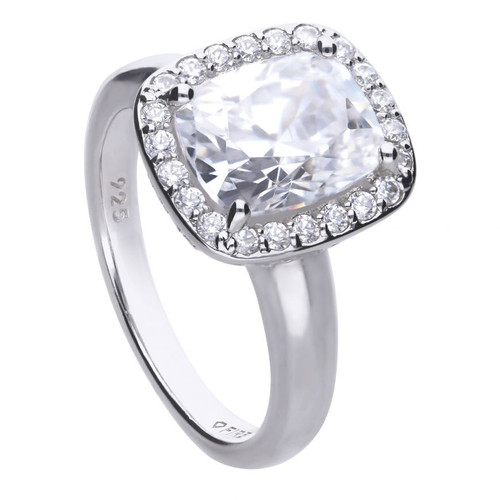 Dimonfire Cushion Cut Cocktail Ring With Diamonfire Cubic Zirconia