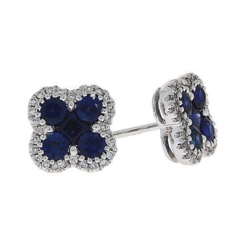 18ct White Gold Sapphire and Diamond Cluster Earrings