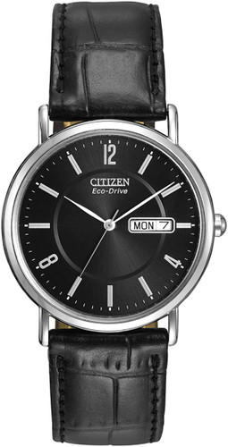 Citizen Men's Black Leather Strap Eco-Drive