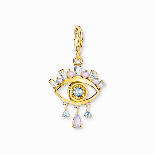 Charm pendant blue eye gold plated
