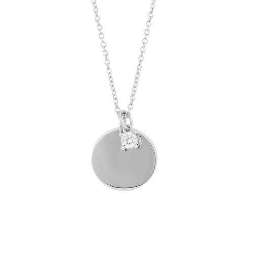 Engravable Tag Necklace With Solitaire Diamonfire Zirconia Charm