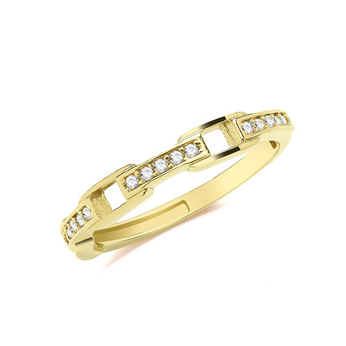 9CT YEL GOLD CZ CHAIN LINK RING