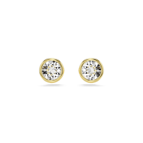 Swarovski  Imber stud earrings, Round cut, White, Gold-tone plated