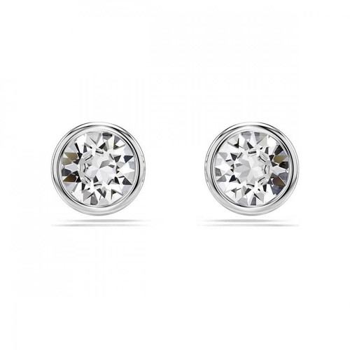 Swarovski, Imber stud earrings Round cut, White, Rhodium plated