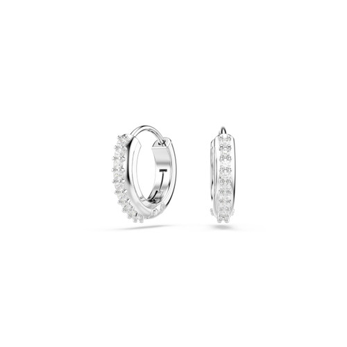 Swarovski Matrix hoop earrings, Round cut, White, Rhodium plated