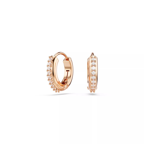 Matrix hoop earrings Round cut, White, Rose gold-tone plated
