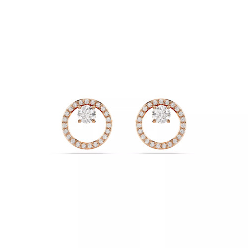 Swarovski Constella stud earrings Round cut, White, Rose gold-tone plated