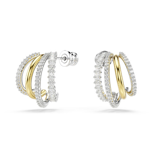 Swarovski Hyperbola hoop earrings, Mixed cuts, Mini, White, Mixed metal finish