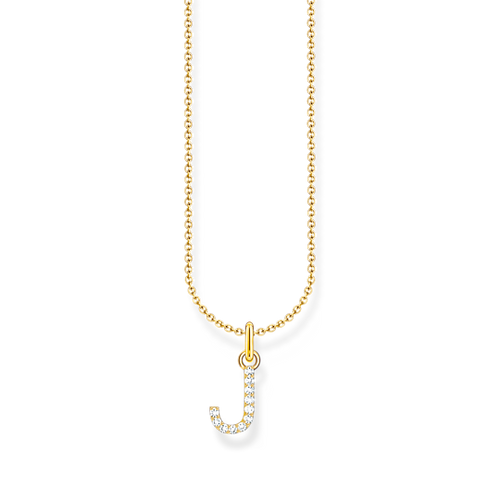 Thomas Sabo Gold-plated necklace with letter pendant J and white zirconia